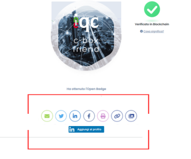 Icone dei social network per la condivisione del Digital Badge